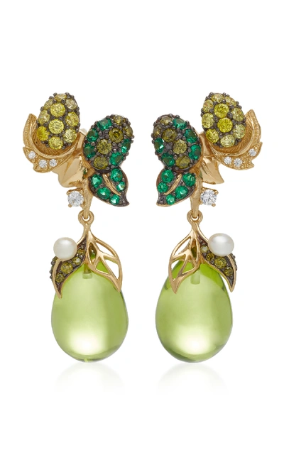 Shop Anabela Chan Appleberry 18k Gold Vermeil Multi-stone Earrings In Green