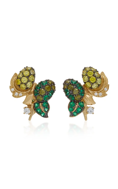 Shop Anabela Chan Appleberry 18k Gold Vermeil Multi-stone Earrings In Green