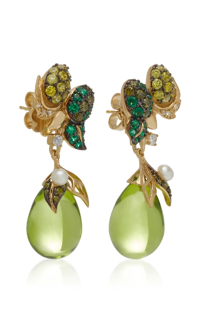 Shop Anabela Chan Appleberry 18k Gold Vermeil Multi-stone Earrings In Green