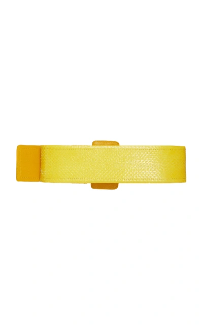 Shop Carolina Herrera Snakeskin Wide Belt In Yellow