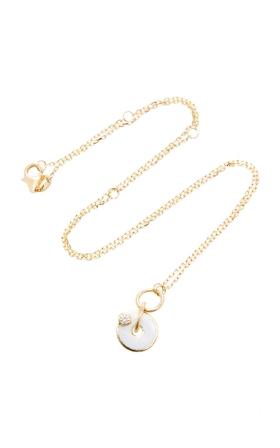 Shop Foundrae 18k Gold Enamel And Diamond Necklace In White