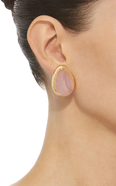 Shop Mahnaz Collection One-of-a-kind 18k Gold And Forma Livre Carved Rose Quartz Earrings, By Haroldo Burle Marx, C. 1970 In Pink