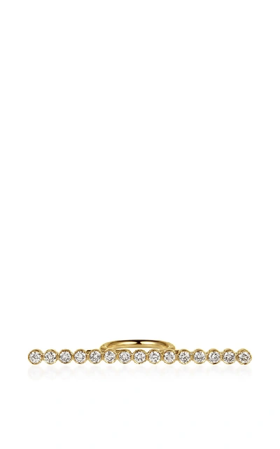 Shop Elena Votsi Line Ring With Diamonds In Gold