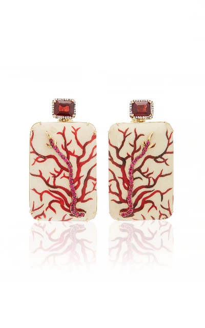 Shop Silvia Furmanovich Marquetry Coral Earrings In Red
