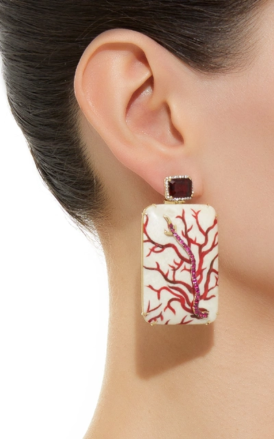 Shop Silvia Furmanovich Marquetry Coral Earrings In Red