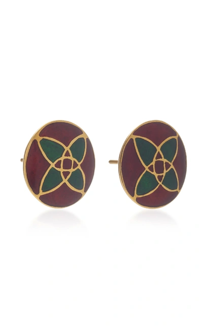 Shop Amrapali 18k Gold And Enamel Earrings In Red