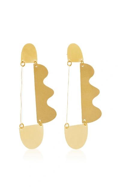 Shop Annie Costello Brown Matisse Gold-tone Brass Earrings