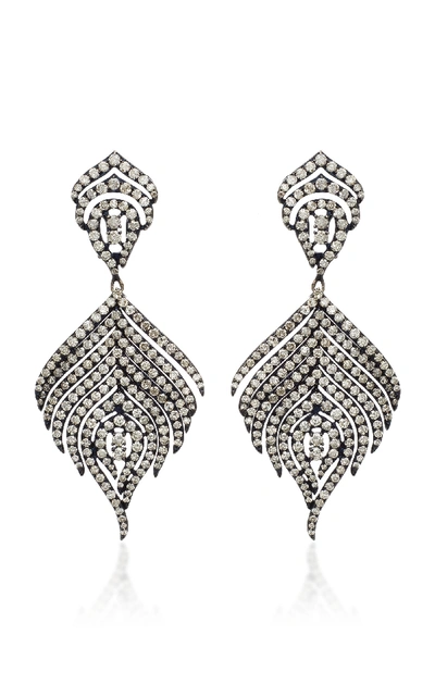 Shop Sutra 18k Black Rhodium And Diamond Earrings