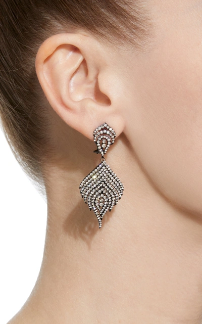 Shop Sutra 18k Black Rhodium And Diamond Earrings