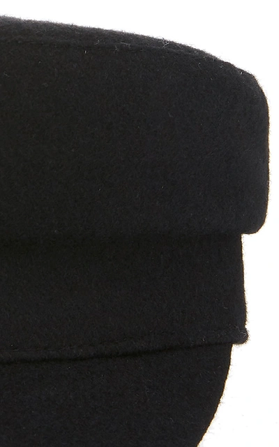 Shop Janessa Leone Mattie Fisherman Wool-blend Cap In Black
