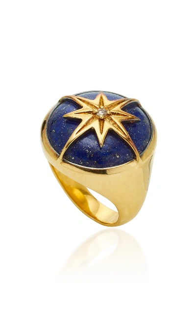 Shop Theodora Warre Star Lapis Gold-plated Sterling Silver Ring In Blue