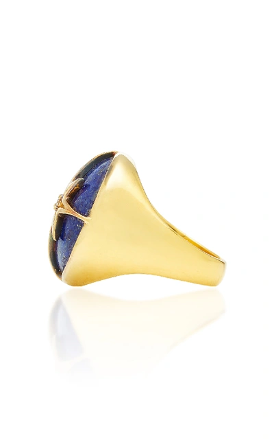 Shop Theodora Warre Star Lapis Gold-plated Sterling Silver Ring In Blue