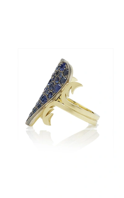 Shop Sylva & Cie Sapphire Heart Ten Table Ring In Blue