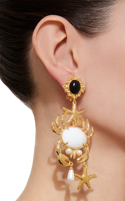 Shop Christie Nicolaides Majolica Agate Earrings In White