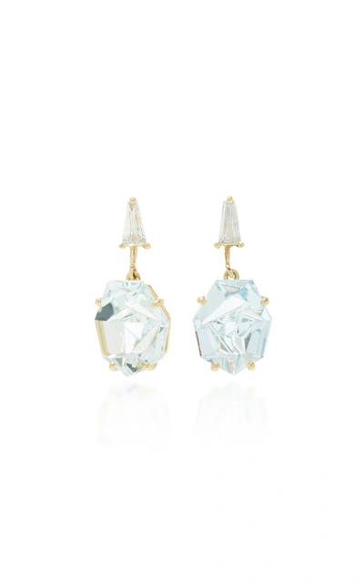 Shop Misui Klar Aquamarine With Diamonds Earrings In Blue