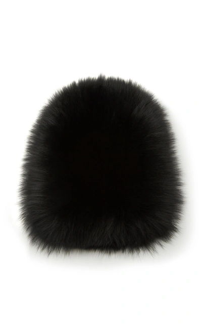 Shop Yestadt Millinery Le Fluff Fox Fur Beanie In Black