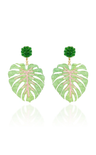 Shop Mercedes Salazar Mano De Tigre Verde Earrings In Green