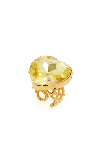 Shop Mordekai Crystal Heart Ring In Yellow