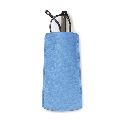 Shop Smythson Panama Leather Sunglasses Case In Blue