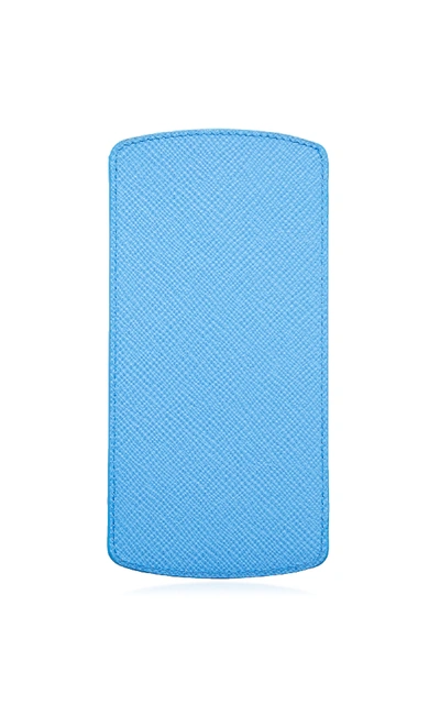 Shop Smythson Panama Leather Sunglasses Case In Blue