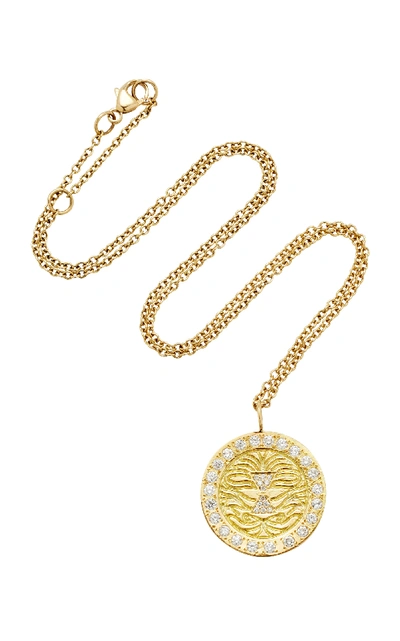 Shop Misahara Lion Charm 18k Gold Diamond Necklace