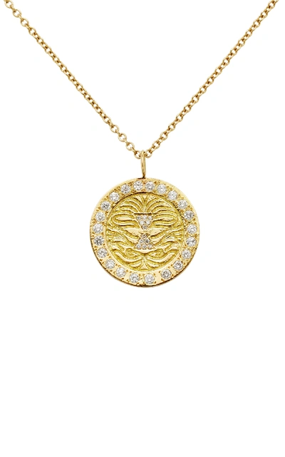 Shop Misahara Lion Charm 18k Gold Diamond Necklace