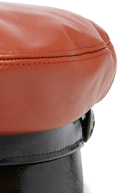 Shop Avec La Troupe Exclusive Two-tone Leather Majorette Cap In Brown