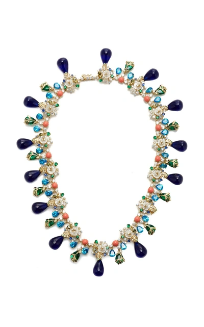 Shop Anabela Chan Palm Paradise Tanzanite Necklace In Blue