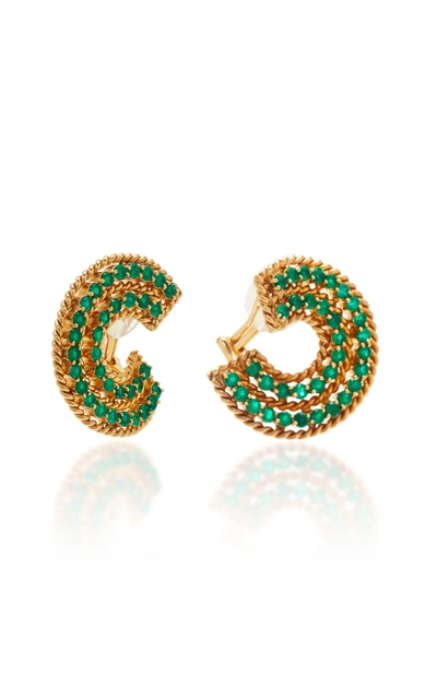 Shop The Last Line Emerald Spiral Twist Earrings In Green