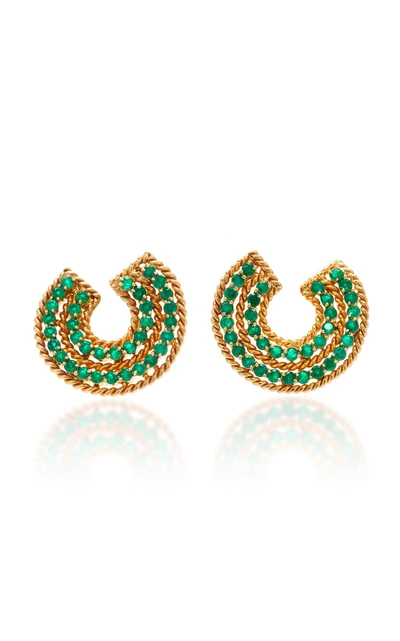 Shop The Last Line Emerald Spiral Twist Earrings In Green