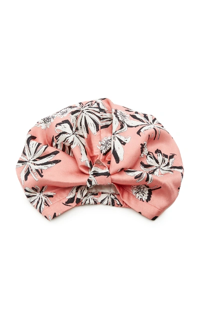 Shop Violet & Wren Printed Silk-satin Headwrap In Pink