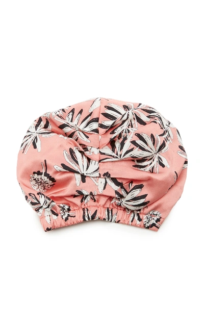 Shop Violet & Wren Printed Silk-satin Headwrap In Pink