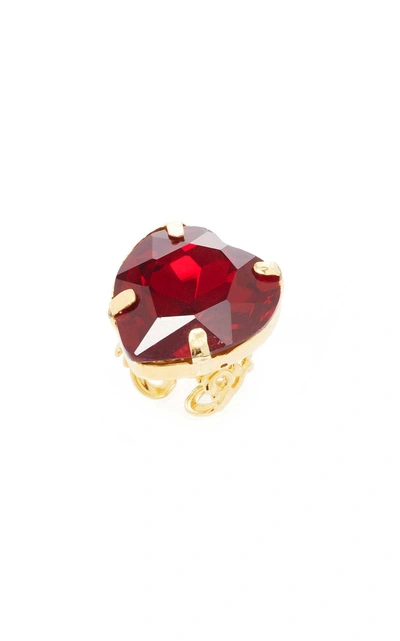 Shop Mordekai Crystal Heart Ring In Red