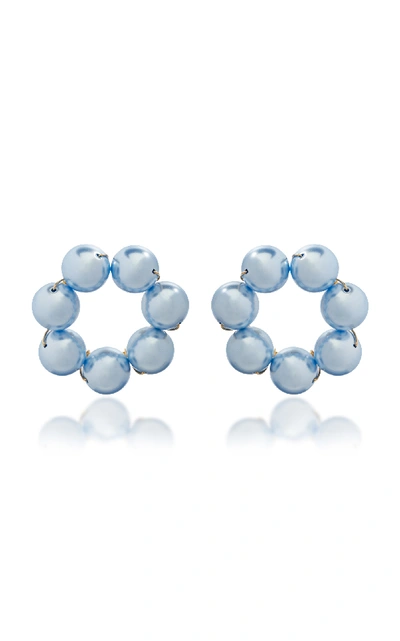 Shop Beck Jewels Le Margherite Swarovski Crystal Pearl Earrings In Blue