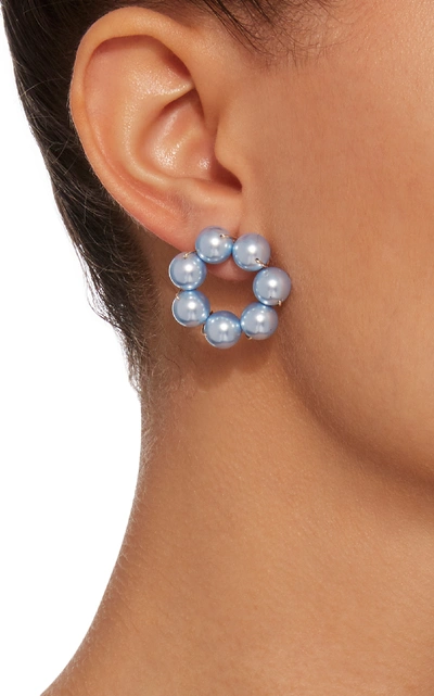 Shop Beck Jewels Le Margherite Swarovski Crystal Pearl Earrings In Blue