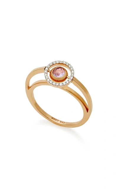 Shop Marie Mas Swiveling Rose Gold Diamond Amethyst And Topaz Ring In Multi