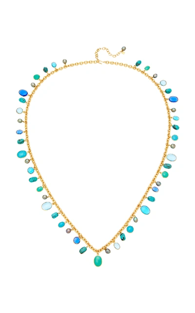 Shop Loulou De La Falaise 24k Gold-plated Stone And Turquoise Necklace In Blue