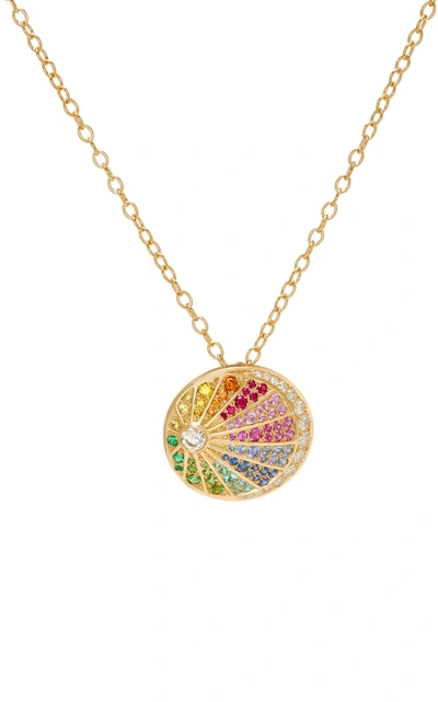 Shop Nouvel Heritage Rainbow Medallion 18k Gold Diamond, Sapphire And Emera