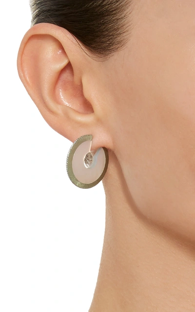 Shop Arunashi One-of-a-kind Small Mother Of Pearl Disc Hoop Earrings In White