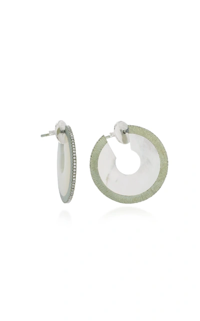 Shop Arunashi One-of-a-kind Small Mother Of Pearl Disc Hoop Earrings In White