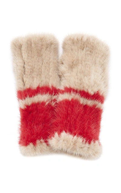 Shop Pologeorgis The Short Mink Fingerless Gloves In Red