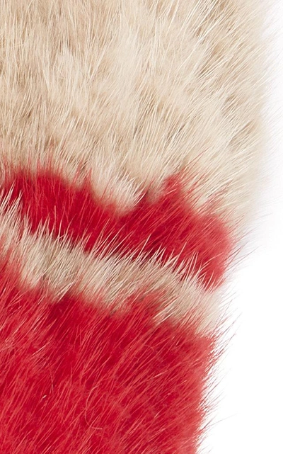 Shop Pologeorgis The Short Mink Fingerless Gloves In Red