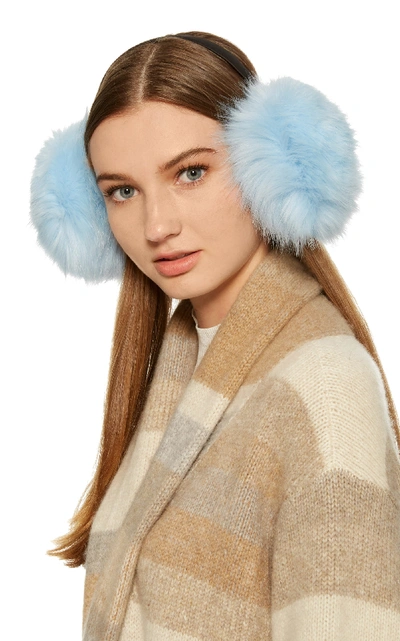 Shop Laurence & Chico Fur Ear Muffs In Blue