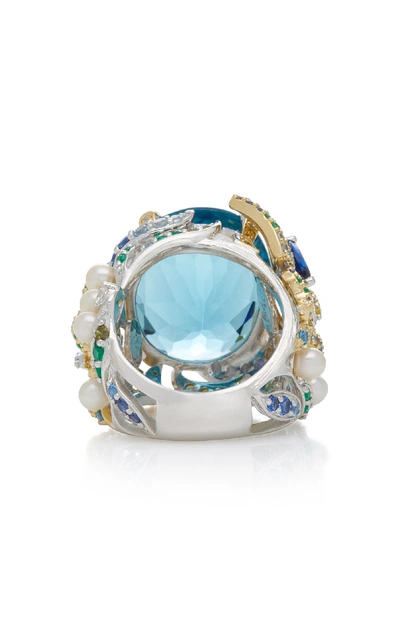 Shop Anabela Chan Aquamarine Lilac 18k Gold Vermeil Multi-stone Ring In Blue