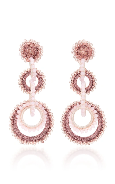 Shop Bibi Marini Silk And Crystal Bead Sundrop Earrings In Pink