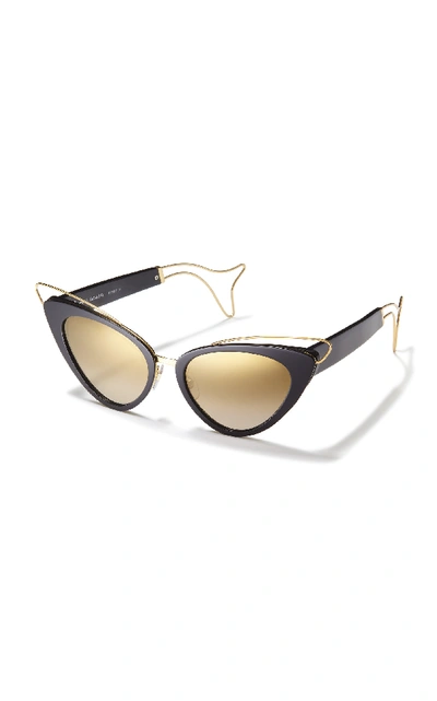 Shop Philippe Chevallier Whale Cat Eye Sunglasses In Black