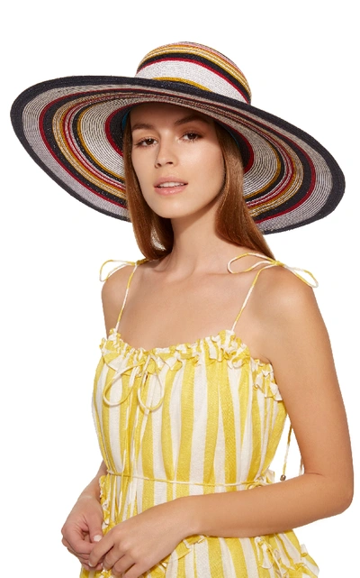 Shop Yestadt Millinery Martinique Striped Straw Sunhat In Blue