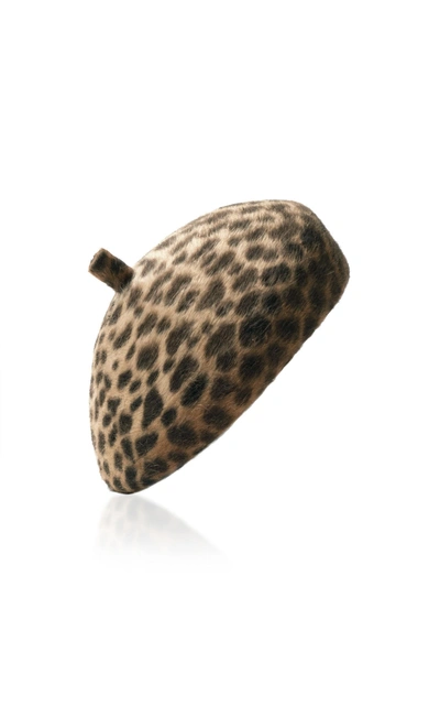 Shop Lola Hats Frenchy Leopard-print Felt Beret In Animal