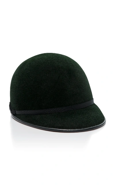 Shop Yestadt Millinery Melbourne Velvet Cap In Green