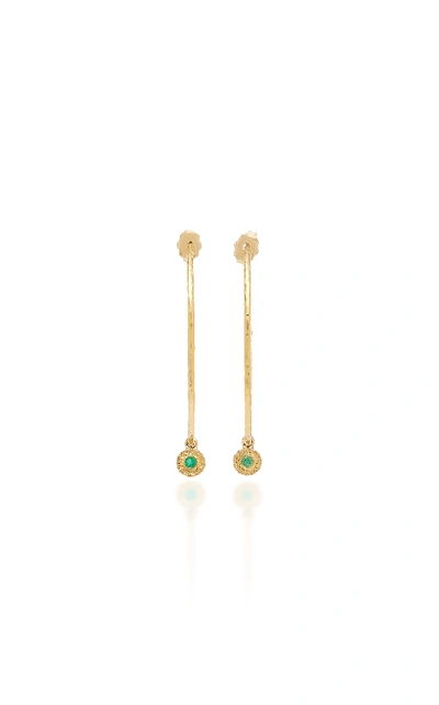 Shop Octavia Elizabeth Nesting Gem Emerald And 18k Gold Hoop Earrings In Green